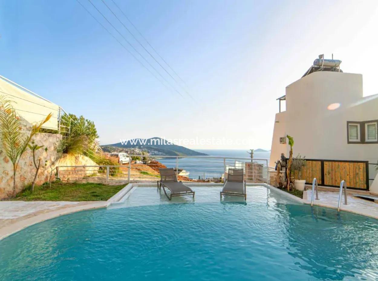 A Detached Villa For Sale With A Magnificent Sea View Swimming Pool In Kalkan Is A Custom-Made Villa